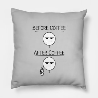 Funny Before and After Coffee Drawing Pillow