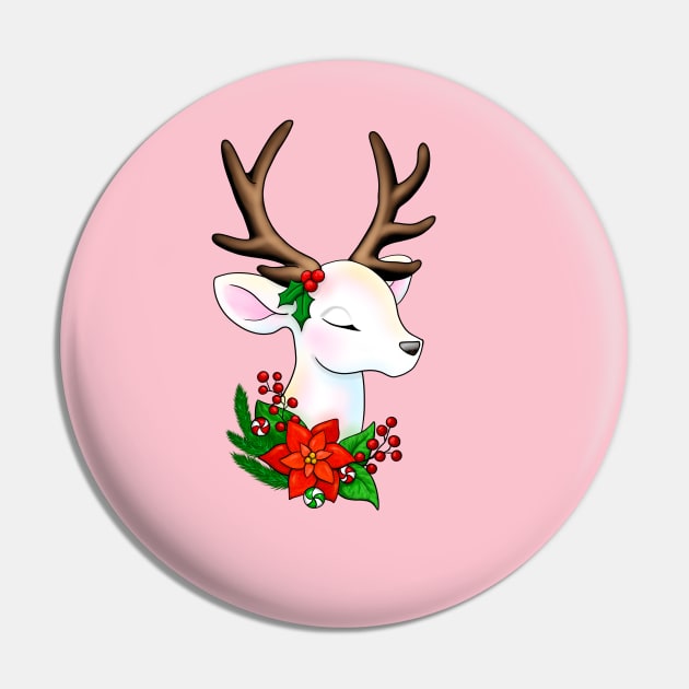 Elegant Christmas Reindeer Illustration Pin by Lady Lilac