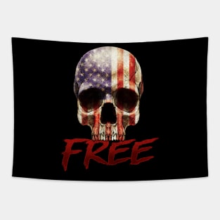 Free Skull American Flag US Tee American Flag Patriot Tapestry