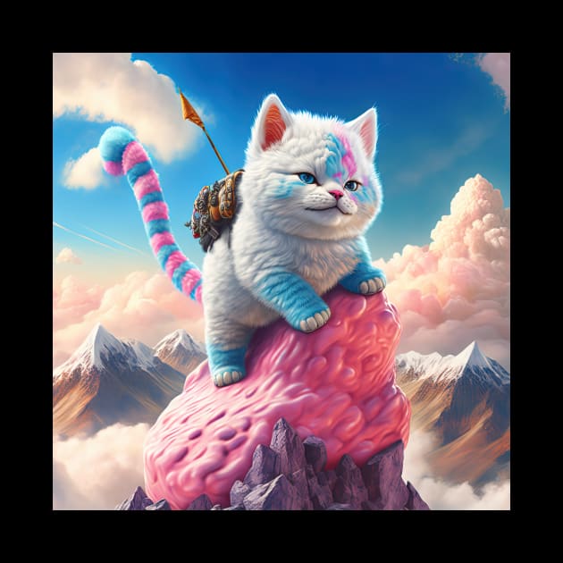 Cotton Candy Cat Climbing Candy Mountain by Trippinink