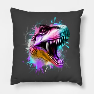 Tri-Rex Watercolor Pillow