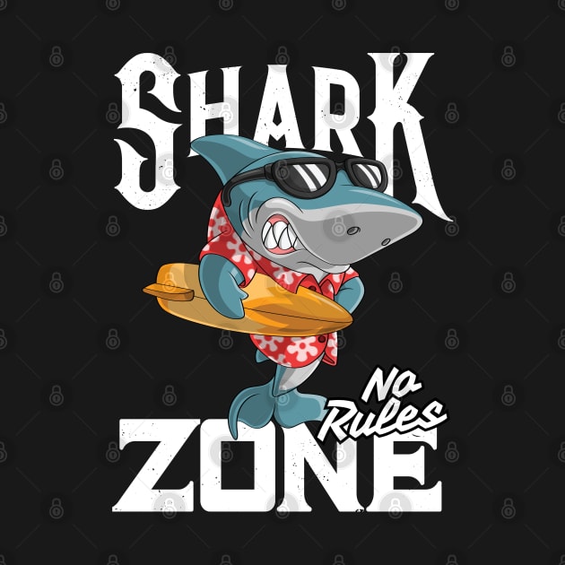 Shark Zone No Rules Surfer Surfing Gift Idea by Macphisto Shirts