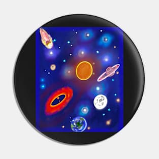 stars, planets, sun, moon, comet, mars, Saturn space collage Pin