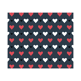 Red, White & Black Hearts Pattern T-Shirt