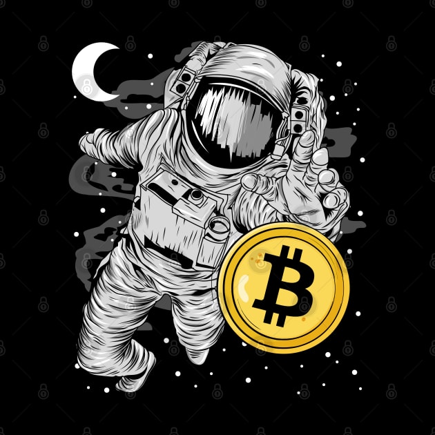 Astronaut Reaching BitCoin BTC To The Moon Crypto Token Cryptocurrency Wallet Birthday Gift For Men Women Kids by Thingking About