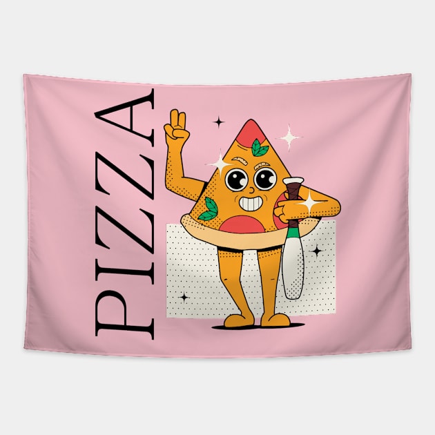 Hand Drawn Pizza Fun Tapestry by Mako Design 