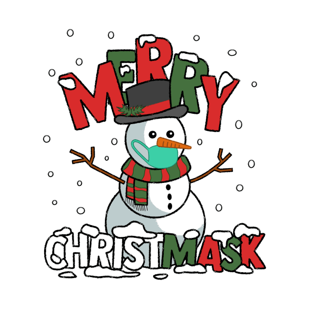 Merry Christmask 2020 - Snowman Wearing Mask Funny by ShirtHappens