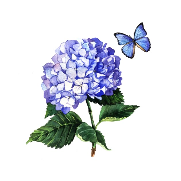 Blue hydrangea and butterfly by AnnaY 