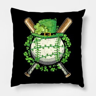 St Patricks Day Shamrock Baseball Saint Paddys Men Boys Kids Pillow