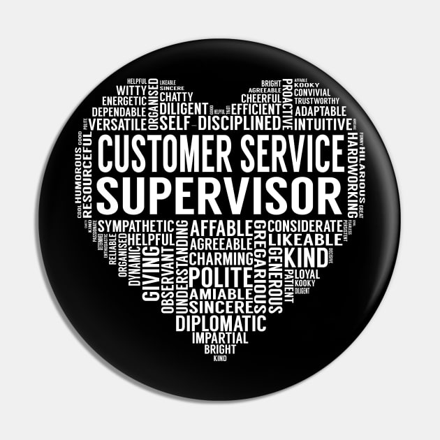 Customer Service Supervisor Heart Pin by LotusTee