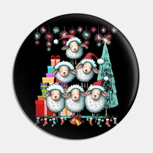 Sheep in Santa Hats Pin