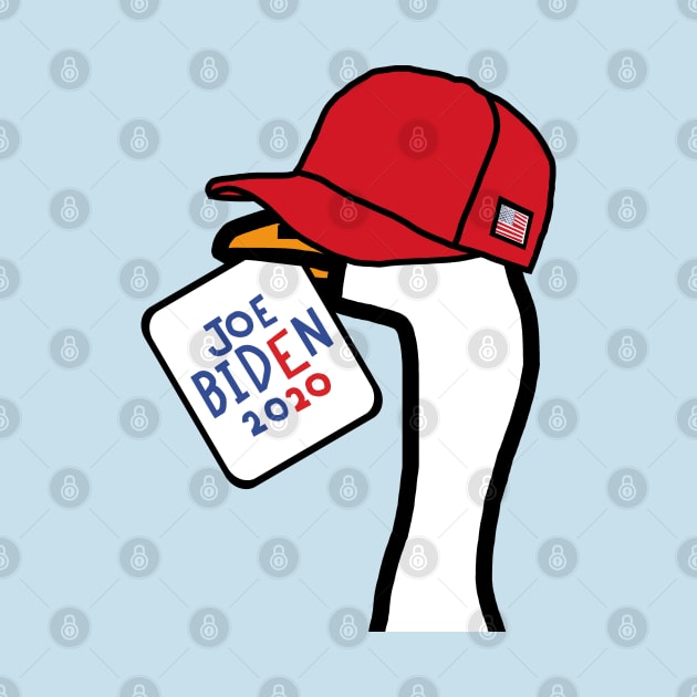 Goose Portrait in Red Hat and Joe Biden Sign by ellenhenryart