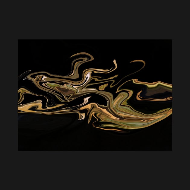 Sage Green & Gold  - Digital Liquid Paint Swirls by GenAumonier