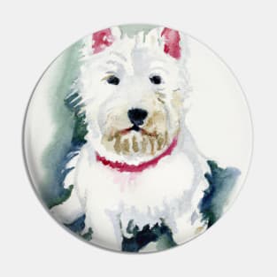 West Highland White Terrier Watercolor Painting - Dog Lover Gifts Pin