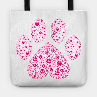 Pink Animal Paw with Hearts Tote