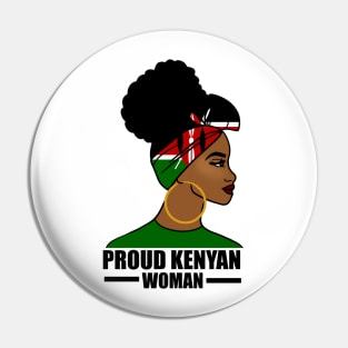 Proud Kenyan Woman, Kenya Flag, Afro African Pin