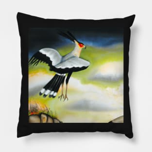 Secretary Bird In Flight Pillow