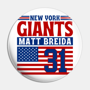 New York Giants Breida 31 American Flag Football Pin