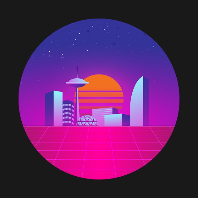 Synthwave 80's neon city by RARA_AVIS