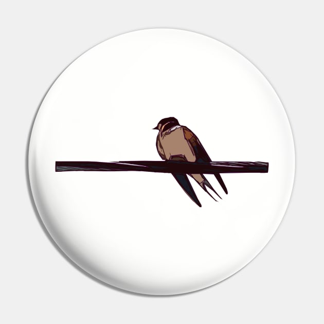 Swallow Bird Perched On a Wire Pin by Griffelkinn