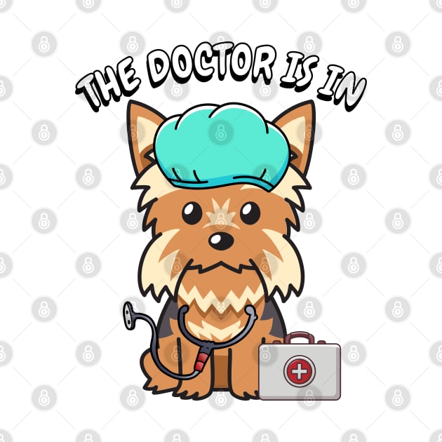 Cute yorkshire terrier dog is a doctor by Pet Station