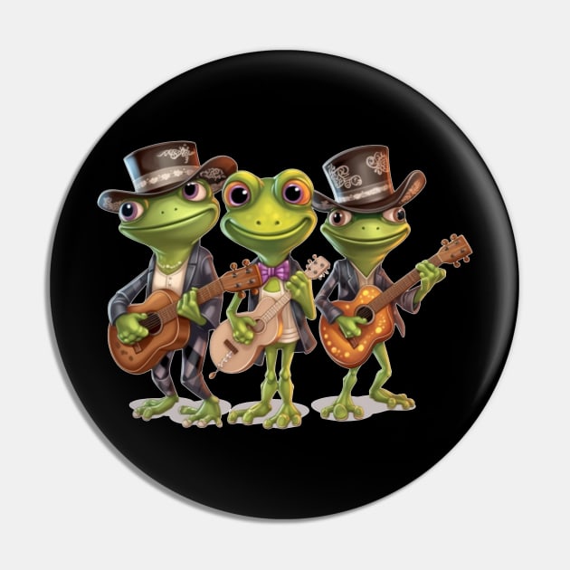 Frog Band, Mariachi, Music Pin by FrenArt