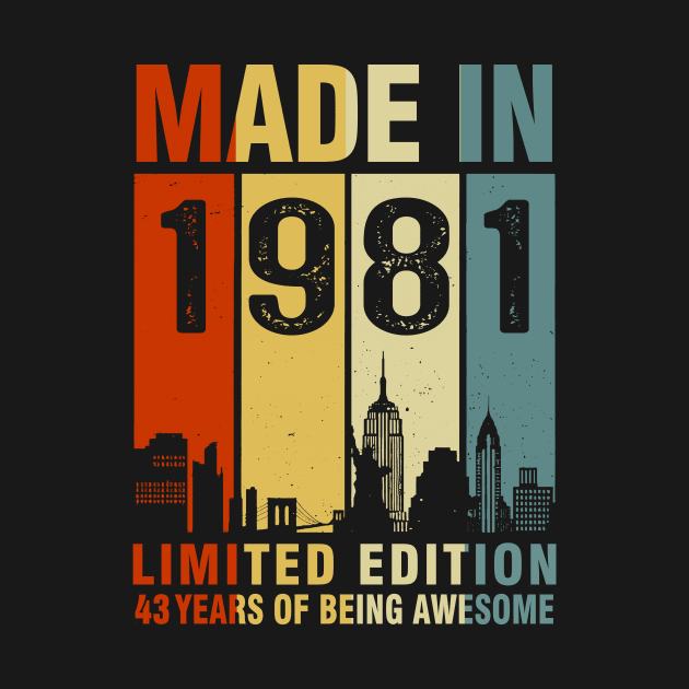 Made In 1981 43rd Birthday 43 Years Old by Kontjo