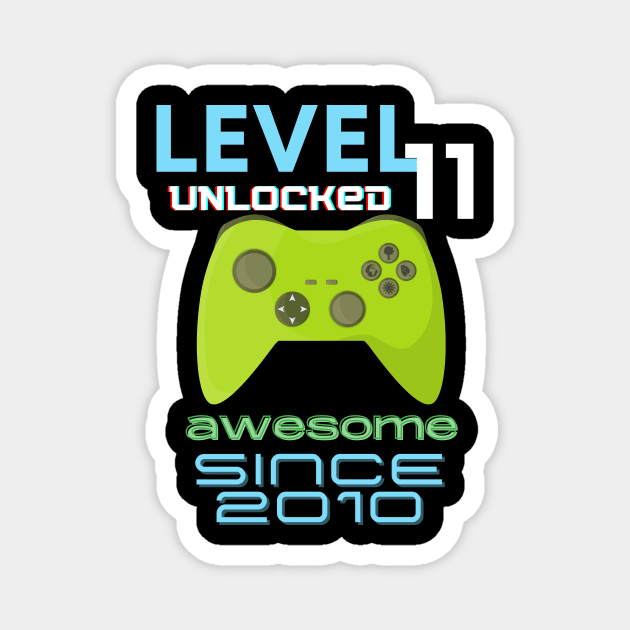 Level 11 Unlocked Awesome 2010 Video Gamer Magnet by Fabled Rags 