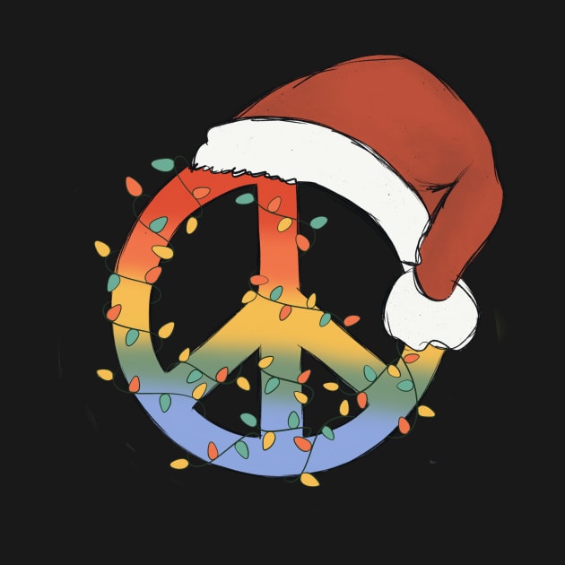 Peace Symbol Christmas Light Santa Hat by Teewyld