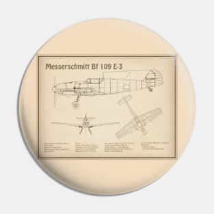 Messerschmitt Bf 109 E-3 - Airplane Blueprint - SD Pin