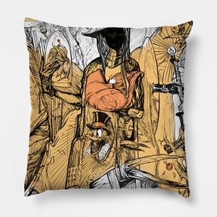 psychedelic story comic style illustration old school Pillow