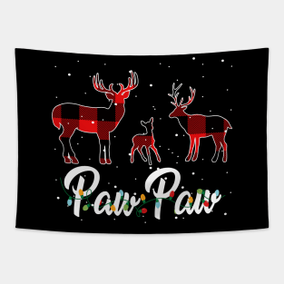 Paw Paw Reindeer Plaid Pajama Shirt Family Christmas Tapestry