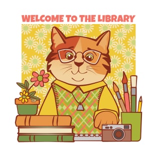 Library Welcome Librarian Cat T-Shirt