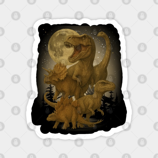 Velociraptor Dinosaur Moonlight Magnet by JessArty