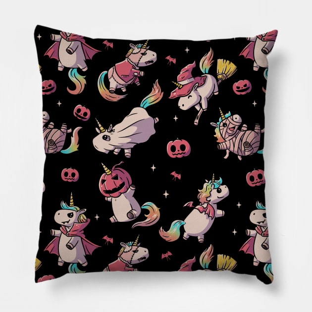 Halloween Unicorns Cute Spooky Magic Pillow by eduely