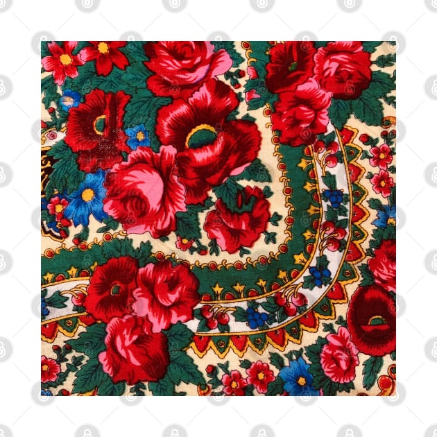 Antique Traditional Russian Folk Art Floral Design by EdenLiving