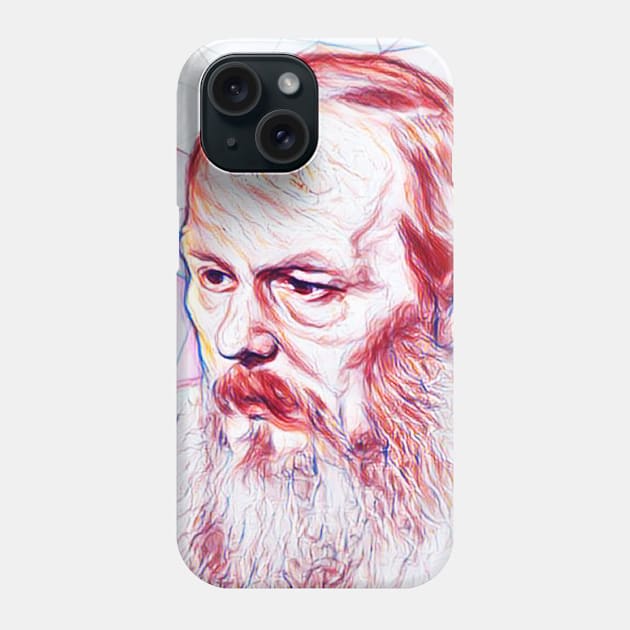 Fyodor Dostoevsky Portrait | Fyodor Dostoevsky Artwork | Line Art Phone Case by JustLit