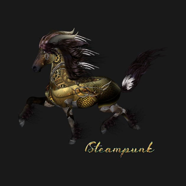 Awesome steampunk horse in the darknes of the night by Nicky2342