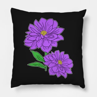 Violet Aster floral Hand Drawn Gardening Gift Pillow