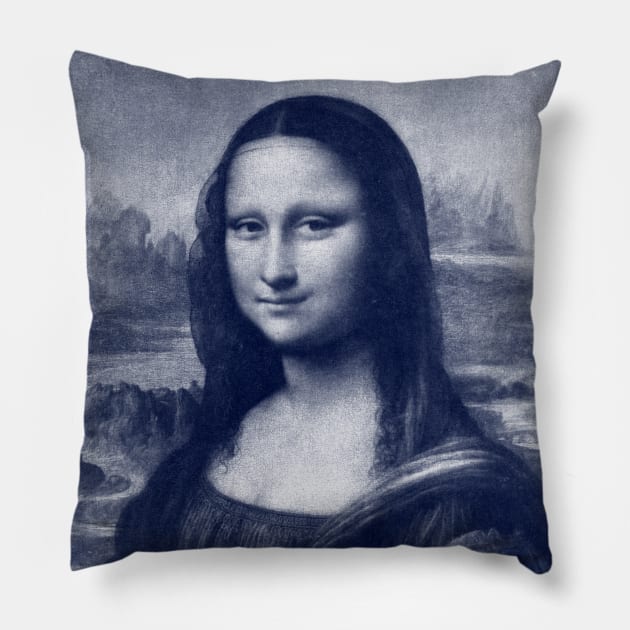 Blue Mona Lisa Pillow by historicimage