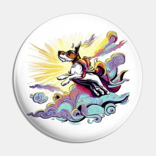 Flying Jack Russell Terrier Cape Art Pin