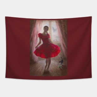 Girl in the Red Dress Tapestry