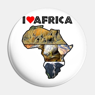 I Love Africa Wildlife Collage Map Pin