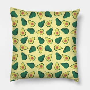 Avocado Fruit Pattern on Yellow Pillow