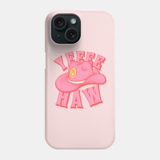 Yeehaw | Pink Cowboy hat with Yellow Smiley Face Cowgirl YEE HAW Phone Case
