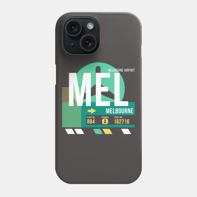 Melbourne (MEL) Airport // Retro Sunset Baggage Tag Phone Case by Now Boarding