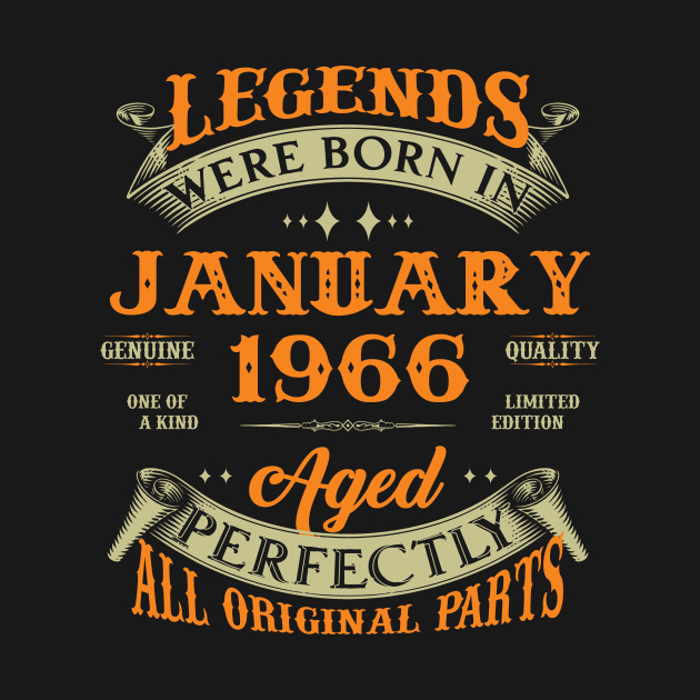 57th Birthday Gift Legends Born In January 1966 57 Years Old by Schoenberger Willard