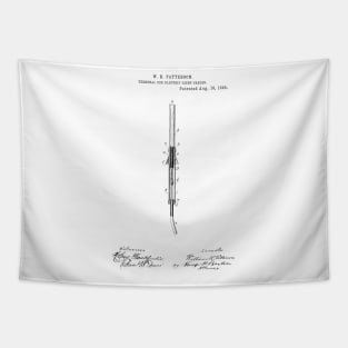 Terminal for Electric Light Cable Vintage Patent Hand Drawing Tapestry