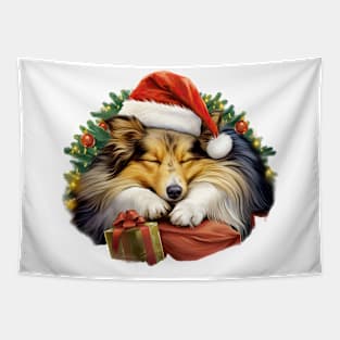 Lazy Shetland Sheepdog at Christmas Tapestry