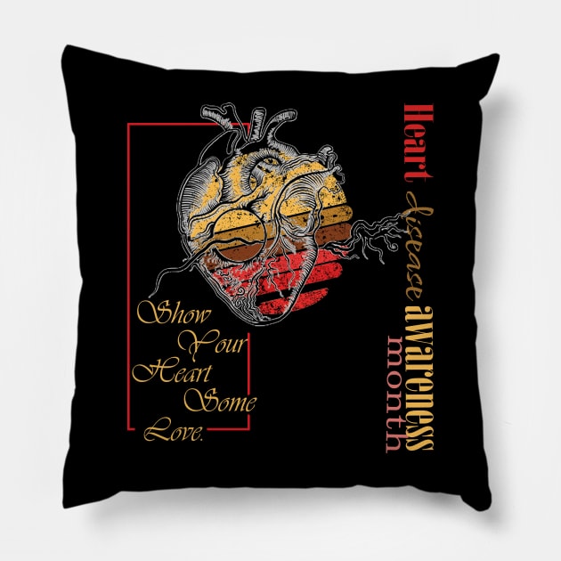 Heart disease awareness month 2023 Pillow by TeeText